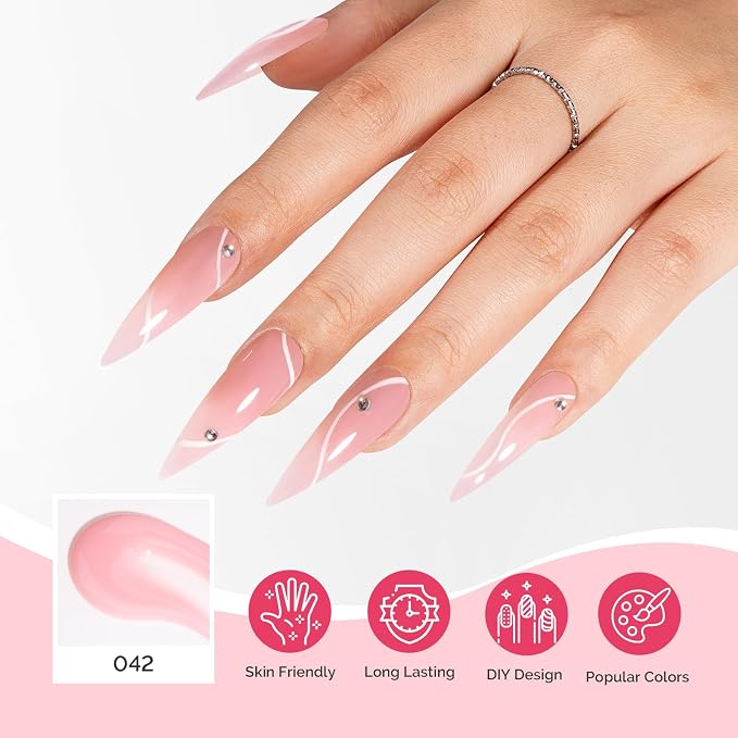 MelodySusie Poly Nail Extension Gel 60g Hema Free Soak Off UV Lamp Cured Nail Thickening Art Design Manicure Gift for Women 042