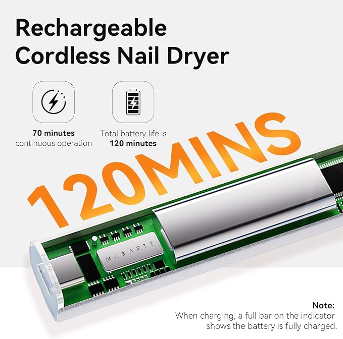 Makartt Handheld UV Nail Lamp with Painless Mode for Curing Builder Gel | 800mAh Rechargeable UV Light for Gel-X Nail Tips Portable Nail Lamp with LCD Display & 3 Timers Home DIY & Salon, Sliver