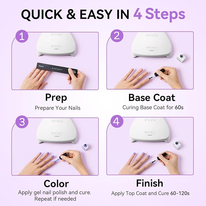 Makartt Compact Travel UV Light for Gel Nail Polish, Pulg-in Nail Dryer | 5s Flash Cure UV Lamp with 99s Mode, Auto Sensor, 4 Timers & 18 LEDs for Gel Curing at Home DIY, Salon or Travel, White