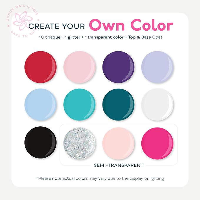 SUNUV Gel Nail Polish Kit with UV Light, 23 Pcs Gel Nail Kit Four Season, 12 Colors Polish Set with Base Glossy Top Coat, Manicure Tools Home Salon Gift for Women Teens Girls, Starter Kit