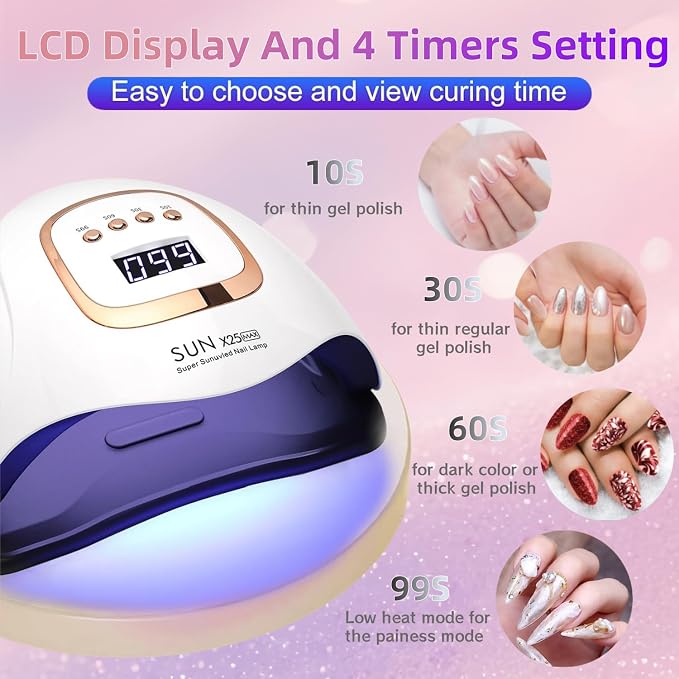 UV LED Nail Lamp with 81 Beads, 380W Nail Curing Lamps for Gel Polish with Automatic Sensor/4 Timer Setting,Led Nail Dryer, Professional Nail Art Drying Tools for Fingernail and Toenail