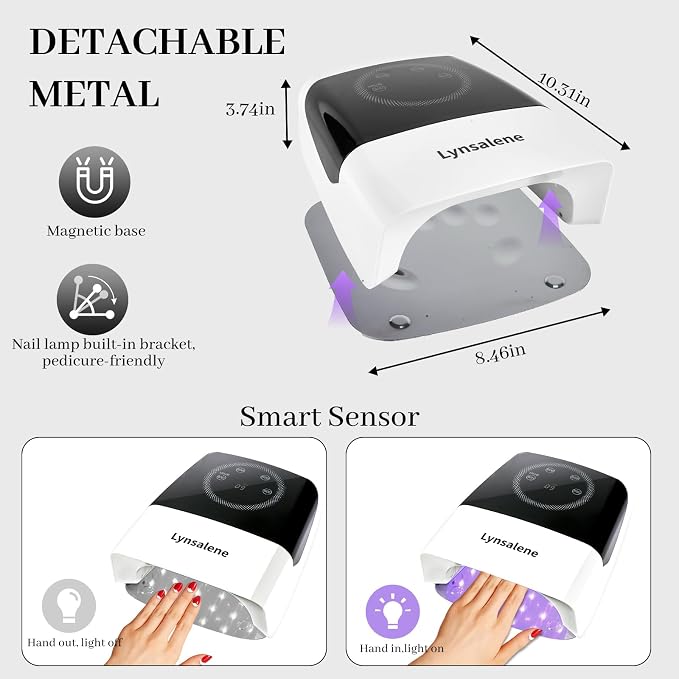 132W UV LED Nail Lamp,Rechargeable UV Light for Gel Nails with 4 Timers | Profsssional LED Nail Lamp Nail Dryer with LCD Screen,Fast Curing for Salon & Home Use