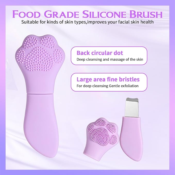 Qianyu Silicone Face Scrubber Exfoliating Black Head Cleansing Remover Tool Mask Massaging Applicator Spatula Brush Makeup Residue Removal Facial Brush for Women Nose Gentle Deep Skin Care (Purple)