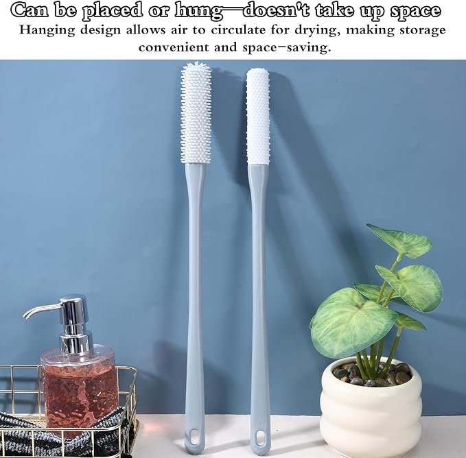 Lusofie 2Pcs Silicone Foot Brush with Massage Bristles Toe Cleaning Brush | Long Handle Foot Scrubber in Bath Shower Pedicure Tool