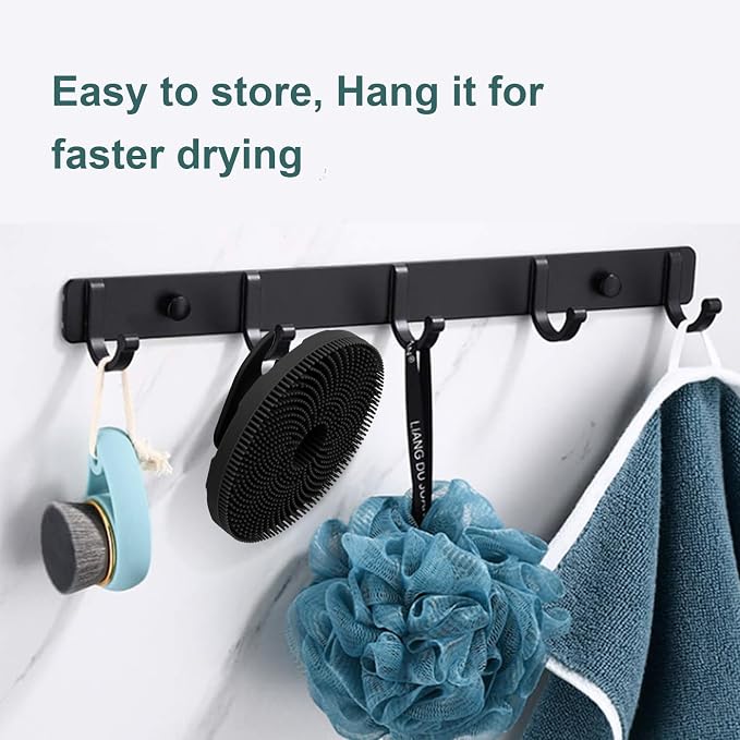 Food-Grade Silicone Body Scrubber Exfoliating & Massaging Bath Brush Black | INNERNEED Hygienic Shower Scrub Skin Wash Bath Tool for All Skin Types, Lathers Well, Longer Service Life