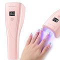 Makartt 3s Flash Cure UV Nail Lamp for Gel-X, Nail Glue Rhinestones Charms | 222 mW/cm² Handheld Rechargeable FinGlow Nail Light Nail Dryer with Sensor, LCD Display & 2 Timers, Home DIY Salon Use, Pink