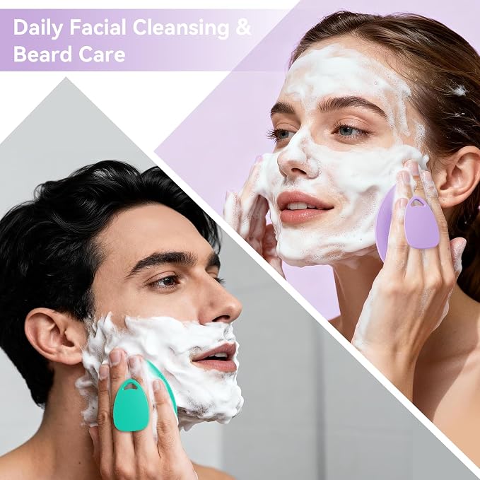 Silicone Face Scrubber, Facial Cleansing Brush, Face Exfoliator Scrub Brush | Manual Rubber Gentle Face Wash Brush, Face Care Cleanser Brushes for Exfoliating, Pore Blackhead Brush Tool for Men Women