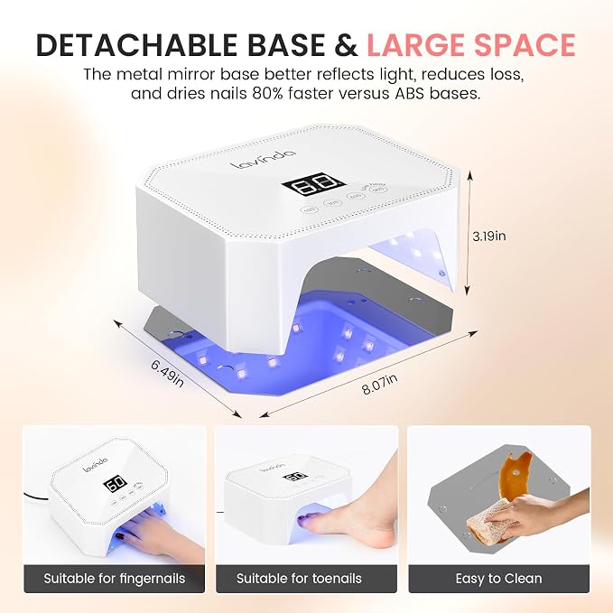 Lavinda 54W Corded UV LED Nail Lamp for Gel Nails - Plug-in Professional Nail Dryer with Fast Curing, 4 Timers, Touch Screen, Compatible with All Gel Polishes (White)