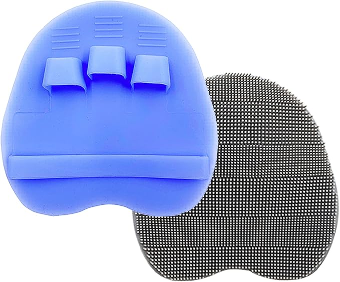 2 Pack Soft Silicone Body Scrubber, Shower Brush Exfoliating Skin Massage | Body Wash Dry Skin Brushing Glove Loofah, Fit for Sensitive and All Kinds of Skin(Gray+purple)