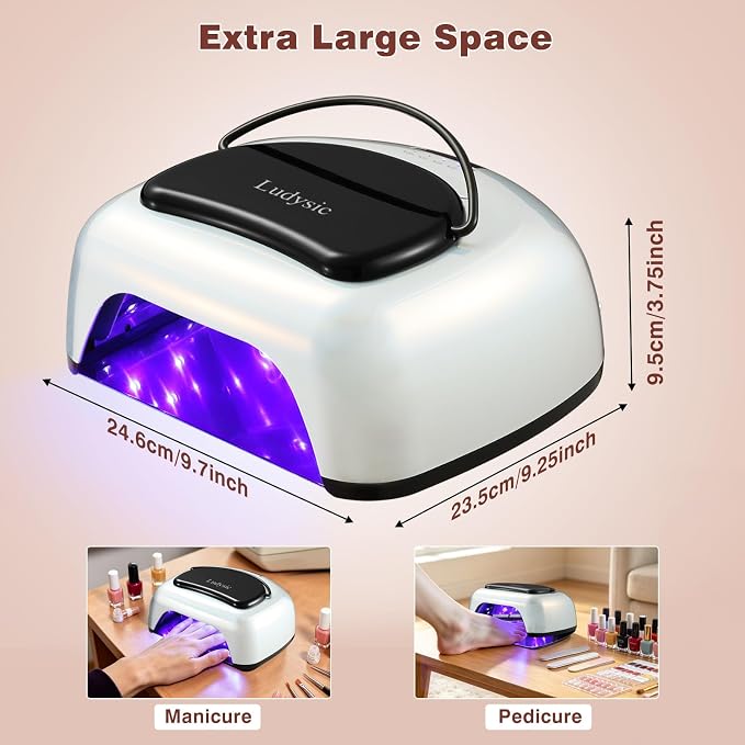 Professional Rechargeable 96W UV LED Nail Lamp, Cordless Nail Dryer with 4 Timer Settings, Smart Sensor, Removable Metal Base Fast Curing Lamp for Salon and Home,Silver