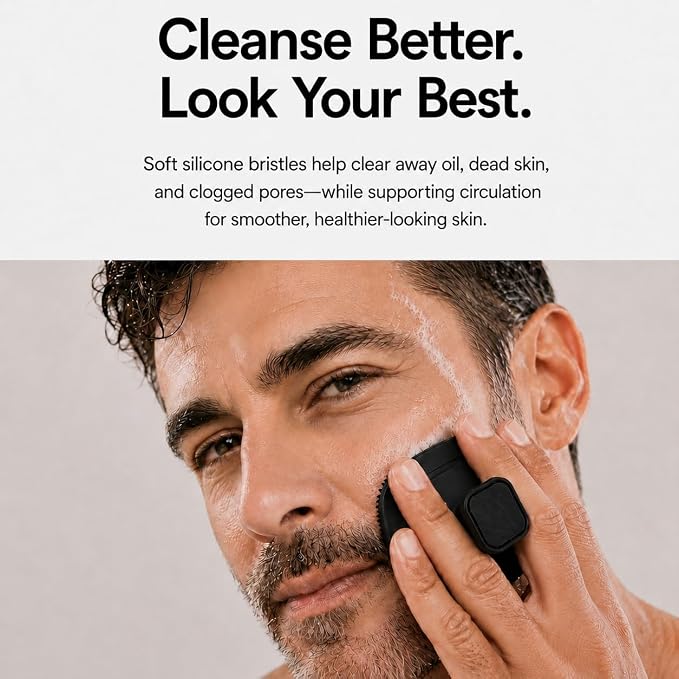 Silicone Face Scrubber, Facial Cleansing Brush for Exfoliating – Charcoal | Fine Silicone Bristles and Secure Back Grip for Gentle Exfoliation, Deep Cleansing and Everyday Facial Care