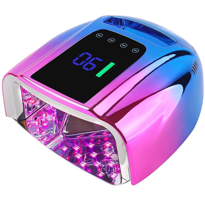 96W Rechargeable UV LED Nail Lamp, Portable Cordless UV Light for Nails with LCD Display Auto Sensor, 4 Timer Setting and Smart Sensor Nail Dryer,Nail Cure Light with Removable Bottom (Blue)