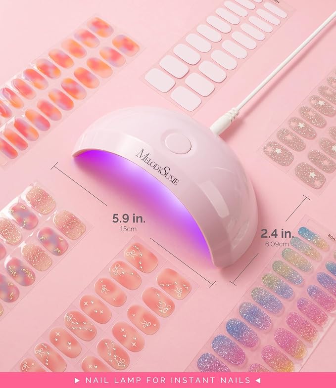 MelodySusie Pocket-Sized UV/LED Nail Lamp P-Art04 for Semi-Cured Strips | 6W Corded, 45s/60s Timer, One-Button Control, 4 UV/LED Beads, Base Coat, Top Coat, Beginners, DIY Users
