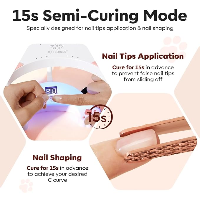 modelones UV Light for Gel Nails, Gooseneck UV LED Nail Lamp White | Professional 48 W Nail Light for Gel Polish with 3 Timers and LCD Display, LED Lamp for Fast Curing Gifts for Women Girls