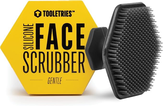 TOOLETRIES Silicone Face Scrubber, Facial Cleansing Brush - Charcoal | Gentle facial exfoliator for deep pore cleansing, dead skin removal and a soft, refreshing massage.
