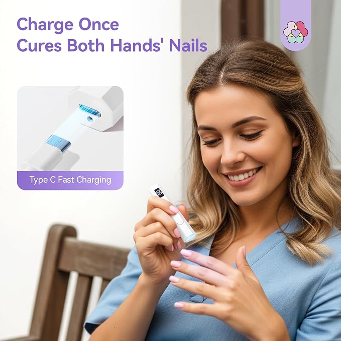 SAVILAND U V Light for Nails Professional Gel Lamp with Stand & LCD Timer | 200mAh rechargeable, Hand-Free design, 20s/60s countdown, Handheld use, Salon grade, Home DIY manicure decoration