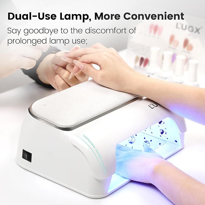 L'UGX UV LED Nail Lamp, Rechargeable UV Light for Gel Nails, LG802S | 5-6 Hours Battery Life, SafeLight & UV Protective Eyeshield Design, 56W & 42Pcs Diamond Lamp Beads