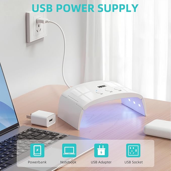 UV LED Nail Lamp, Portable Foldable Nail Dryer, Fast Curing Light for Gel Nail Polish
