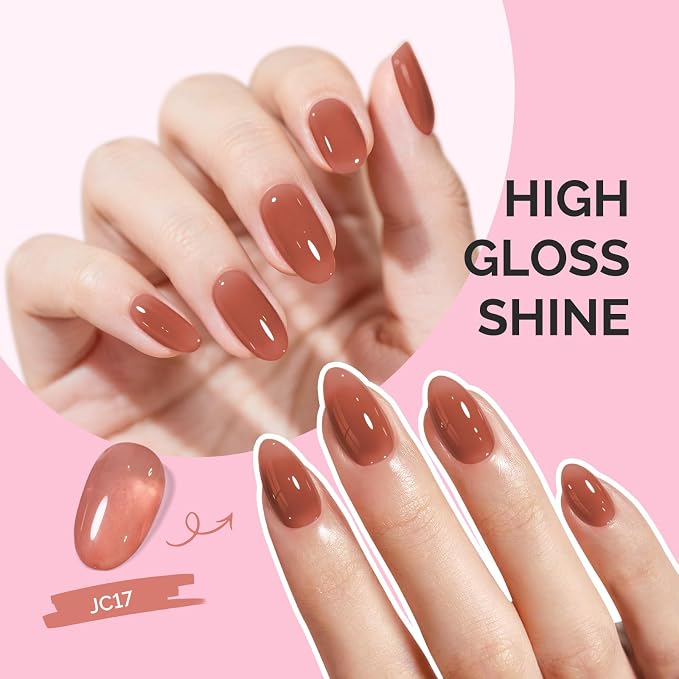 MelodySusie Brown Gel Nail Polish, 0.5Fl.oz Jeweliver Gel Polish Dark Brown Nude Color Coffee Soak Off UV LED Light Cure Gift for Women Girls Winter Nail Art Manicure DIY at Home JC17