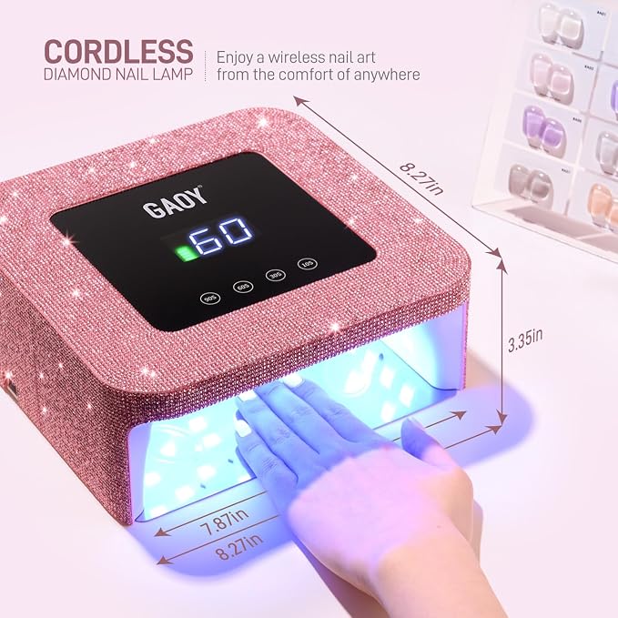 GAOY Cordless UV LED Nail Lamp for Gel Nails, Rechargeable, Pink Diamond