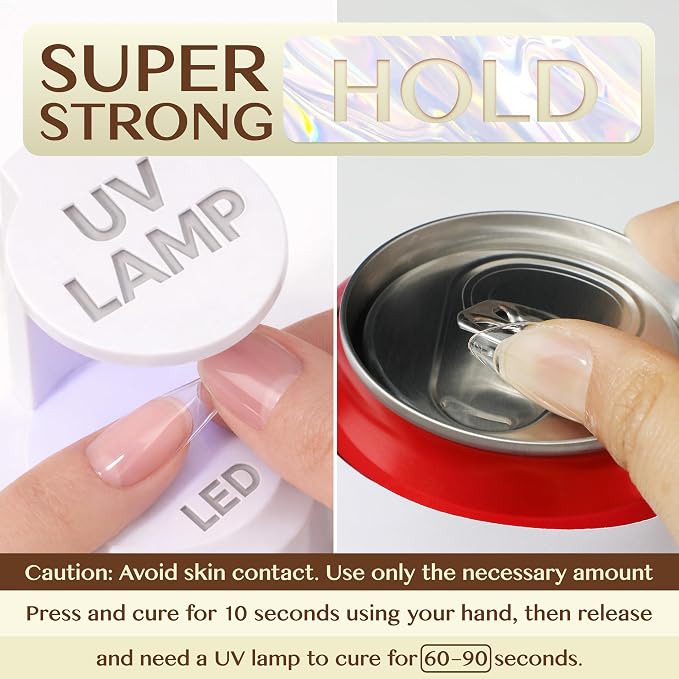 UNA GELLA 6 in 1 Gel Nail Glue for Clear Acrylic Nails Tips 2Pcs 15ml | Super Strong Brush U V Nail Glue Long Lasting Lamp Curing Required for Fake Nails Tips