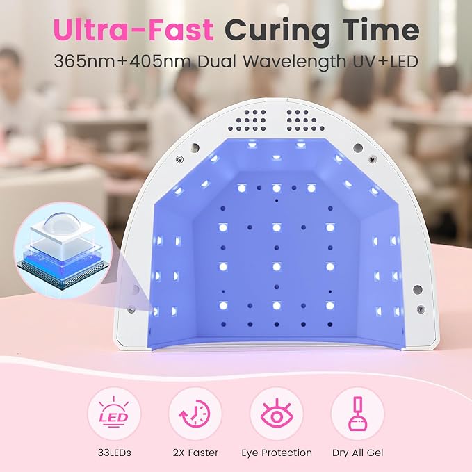 Lavinda UV LED Nail Lamp for Gel Polish, 48W Nail Dryer with Premium Matte Finish, Fast Curing UV Light with 4 Timers, Smart Sensor & Detachable Base for Hands & Feet Salon Home DIY Manicure