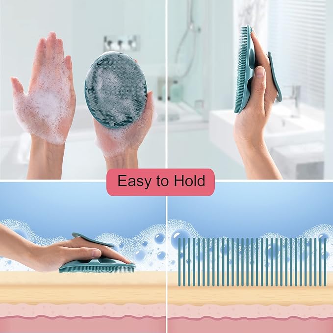 INNERNEED Silicone Facial Brush Body Cleansing Scrubber, Easy to Hold, Fit for Sensitive, Delicate, Dry Skin