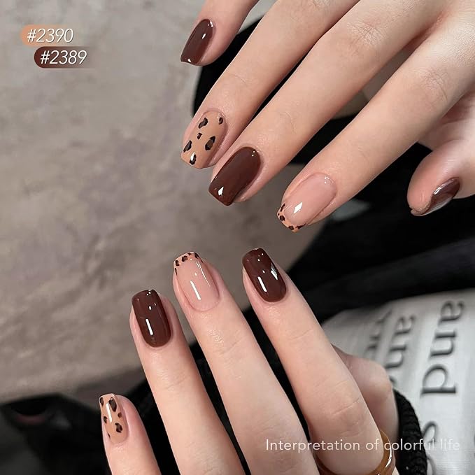 GAOY Dark Brown Gel Nail Polish Set, 6 Fall Colors Nude Chocolate UV Gel | UV Lamp Required, Pigmented, Long Lasting, Easy to Apply, Salon Manicure at Home, Gift for Women