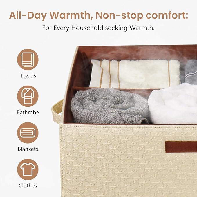 Towel Warmer Bucket - Hot Towel Warmer for Bathroom & Home Spa, Fits 3 Oversized 40"x70" Towels/Bathrobes/Blankets, Auto Shut Off & Adjustable Timer (Countertop- Geometric Weave Style)