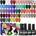 JODSONE Jelly Gel Nail Polish Kit 32 Classic Colors Crystal Transparent High Shine Base & Top Matte Glitter Coat