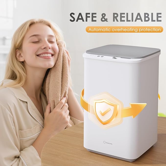 Towel Warmer Fast Heated, Towel Warmers for Bathroom 4 Timer Settings (30/60/120/240 Mins) One-Button Control, Saving Space&Safety Lock, 20L Blanket Warmers Fits Oversized Towels, Bathrobes, Pajamas