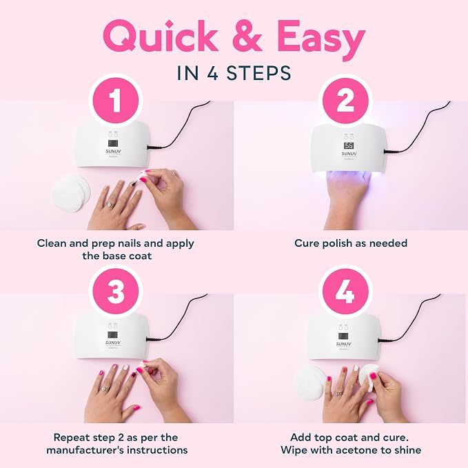 SUNUV UV LED Nail Lamp, UV Light for Gel Nail Polish Dryer SUN9Xplus Pink | Auto Sensor with 2 Times & Display,Portable for Hands & Feet,Fast Curing Lamp for All Gel Polishes, Easy to Use DIY Manicure
