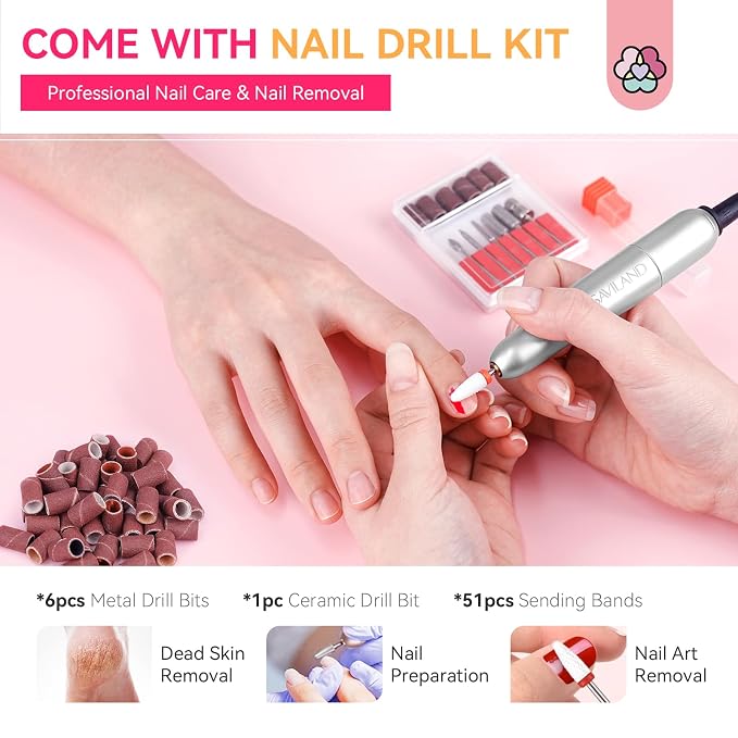 SAVILAND All-in-1 Acrylic Nail Kit with Drill and U V Light for Beginner | Suitable for Learning, Practice Finger, Long Lasting, Prevents Lifting & Chipping, Non-yellowing, Home Salon Extension