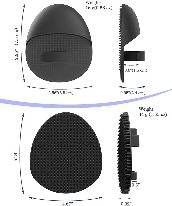 Manmihealth 15.7" Cute Silicone Body Scrubber & Face Scrubber Set BlackSet | 3 PCS Paw-Shaped Silicone Back Shower Brush & Facial Scrubber with Super-Soft Bristles Combination