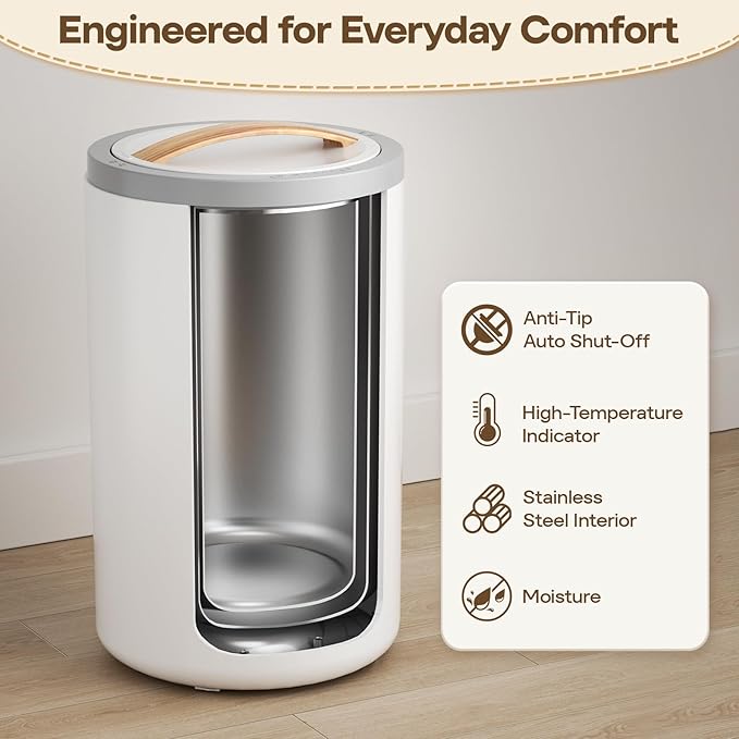 20L Luxury Towel Warmer for Bathroom, Dual Heat, 30/60/90 Min Presets, Stainless Steel Interior, Tip-Over Auto Shut-Off, Includes 12 Fragrance Discs, Perfect Spa Gift for Home