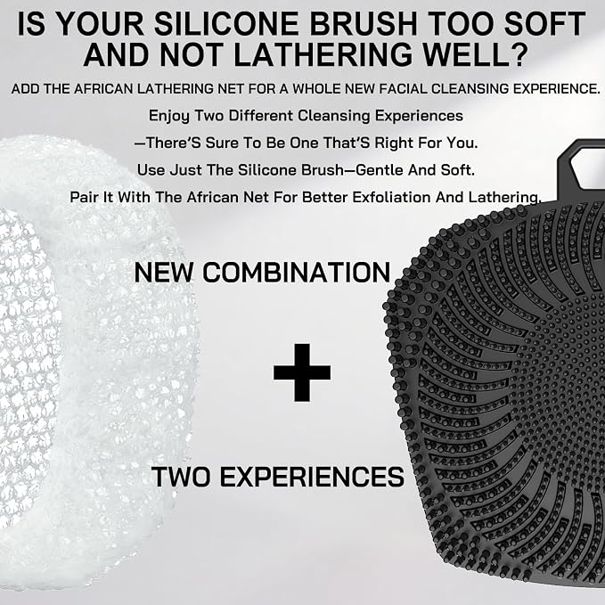 RamPula Face Scrubber & African Net, Silicone Exfoliating Brush for Men Women, Facial Cleansing Brush, Manual Waterproof Cleansing Skin Care, Blackhead Removing Pore Cleansing Massaging Face Brushes | Softening,Massage,Smoothening,Pores,Cleansing,Exfol...