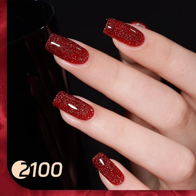 GAOY Viva Chili Gel Nail Polish Set, 6 Colors Including Burgundy Red Glitter Red Jelly Gel Polish Kit for Salon Manicure and Nail Art DIY at Home