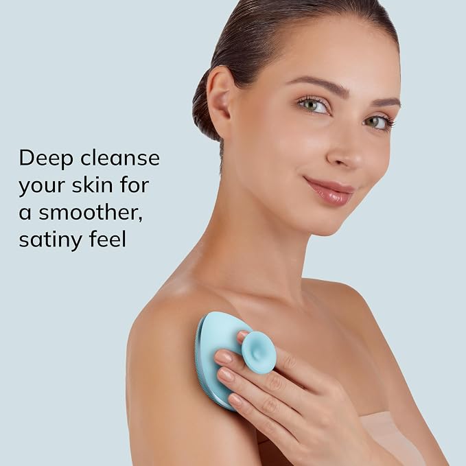 GESKE Body Brush | 4 in 1 | Design with Metal Ring | Cleansing Brush for the Entire Body | Professional Deep Cleaning | Soft Silicone Bristles | Ergonomic Two-Finger Design