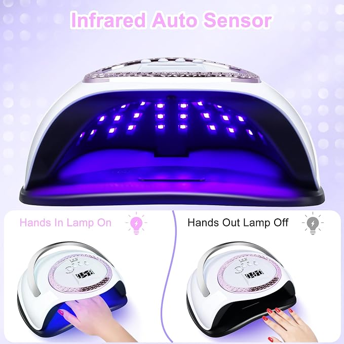 LKE 288W UV LED Nail Lamp, Professional Nail Dryer with Even Curing & Heat Control Technology, Smart Sensor & 4 Timers, Detachable Base for Easy Cleaning, Salon-Quality Gel Polish Lamp for Home Use