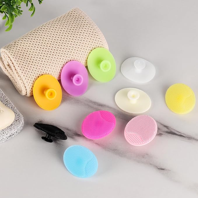 10 Pack Silicone Face Scrubber with Suction Handle, Exfoliating Facial Cleansing Brush for Deep Pore Cleaning and Blackhead Removal