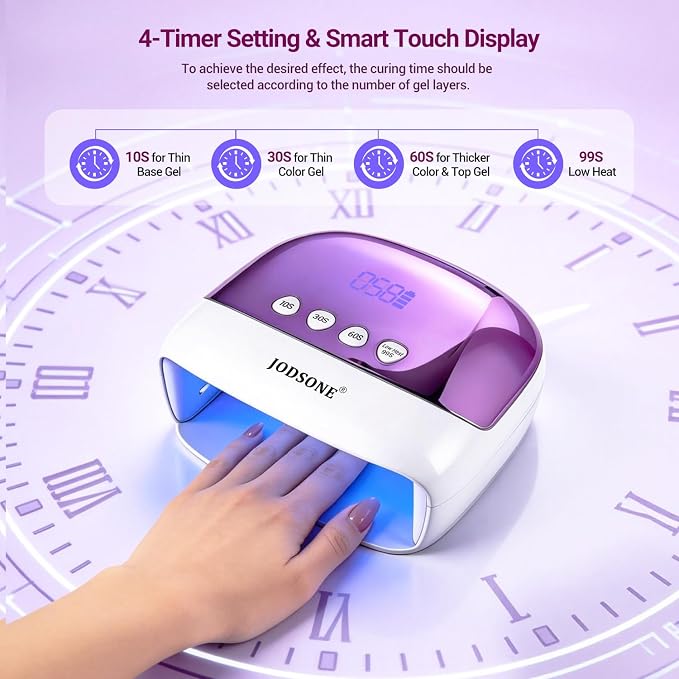 JODSONE Cordless LED Nail Lamp Rechargeable Portable with 4 Timers LCD Display Screen Nail Dryer Cure Light Suitable for Home and Salon﻿