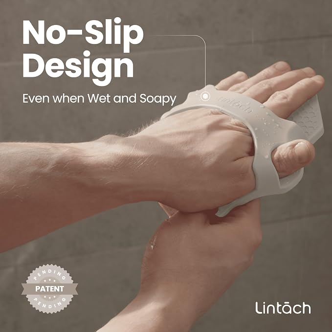 Silicone Shower Scrubber for Body – Exfoliating Loofah Alternative, Zinc & Silver-Infused, Hygienic & Gentle for Sensitive Skin, Durable & Long-Lasting Body Scrubber for Men - White Sand
