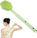 Silicone Back Scrubber for Shower with 21" Extendable Handle-Dual-Sided Long Handle Bath Brush for Exfoliating & Massage–Non-Slip Grip, Gentle&Deep Cleansing Body Brush for Men, Women, Seniors (Green)