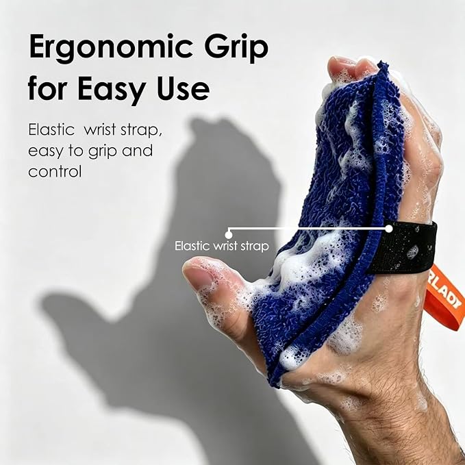 Exfoliating Body Scrubber, Rough Body Scrubber Exfoliator, 2 Pack | Large Exfoliating Bath Sponges for Shower, Loofah for Men and Women, Deep Cleansing, Reusable & Long-lasting, Navy