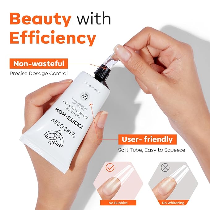modelones 50g Clear Solid Builder Gel for Nails Poly Nail Gel Extension | Non-Sticky Gel Nail Polish Apply Upgraded 3D Art Sculpting Molding Starter-friendly