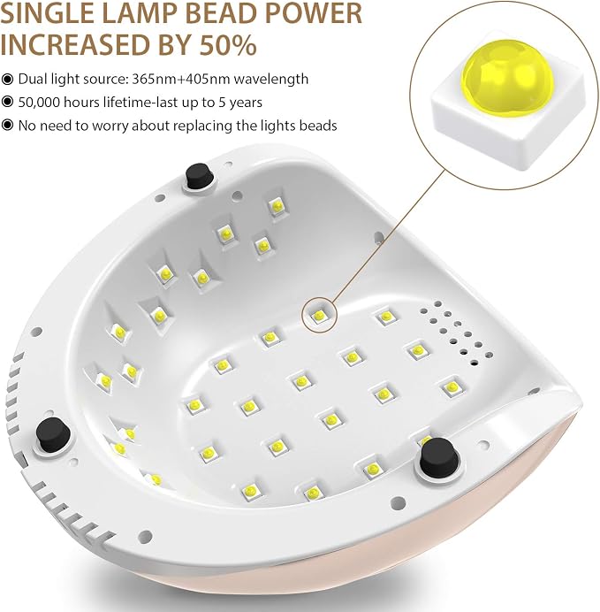 Easkep UV Light for Nails Lamp - 86W UV LED Nail Lamp Gel Nail Polish Curing Dryer for Salon 4 Timer Setting Auto Sensor Machine (Gold)