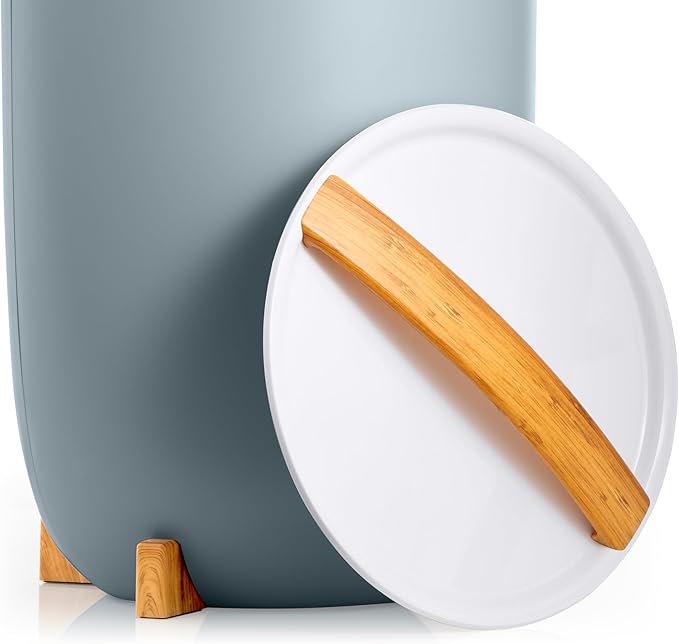 Zadro Large Hot Towel Warmer Bucket Timer Electric Towel Warmer for Bathroom Auto-Shut Off Heated Towel Warmer Spa (Large | 20L | 12" Dia. x 21" Tall, Bamboo/French Blue)