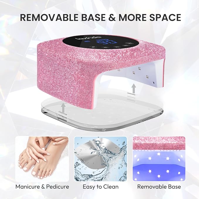 UV Nail Lamp 54W, Cordless Gel UV Led Nail Lamp for Gel Nail Polish, Rechargeable UV Nail Light Nail Dryer with 4 Timer and LCD Display, Professional Fast Curing Lamp Nail Art Tools with Rhinestone