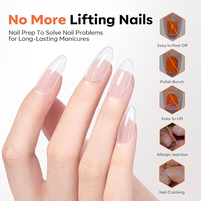 modelones 10-in-One X Nail Gel Glue with Nail Dehydrator Primer Set | Adhesive Bond for Press Ons False Tips Acrylic Rhinestones Prevent Lift Clear Multi Use Gel Polish U V Cure Soak Off Manicure
