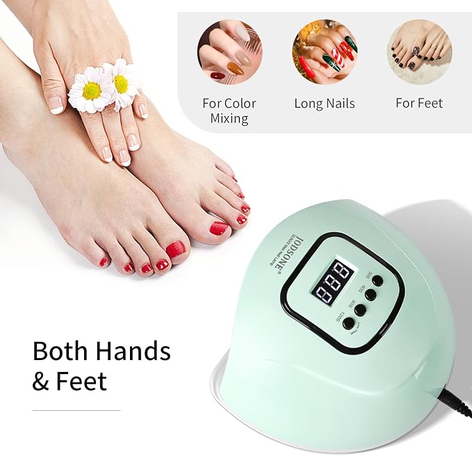 JODSONE U V LED Nail Lamp Gel Polish Dryer Light Green with Smart Auto Sensor 4 Timing Modes Fast Curing